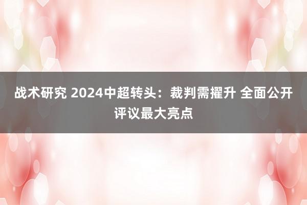 战术研究 2024中超转头：裁判需擢升 全面公开评议最大亮点