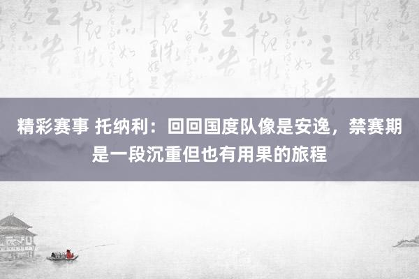 精彩赛事 托纳利：回回国度队像是安逸，禁赛期是一段沉重但也有用果的旅程