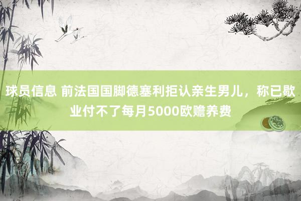 球员信息 前法国国脚德塞利拒认亲生男儿，称已歇业付不了每月5000欧赡养费