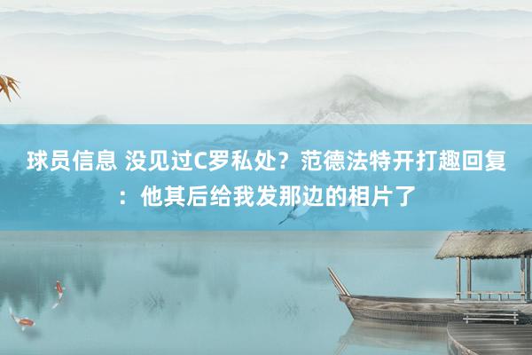 球员信息 没见过C罗私处？范德法特开打趣回复：他其后给我发那边的相片了