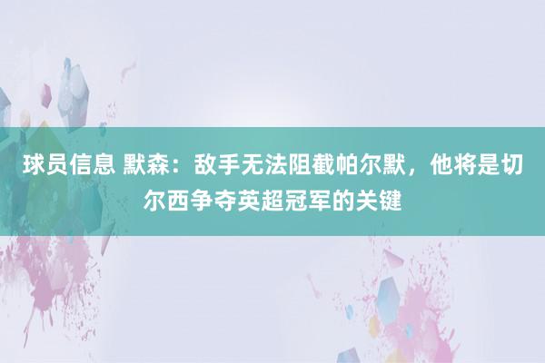 球员信息 默森：敌手无法阻截帕尔默，他将是切尔西争夺英超冠军的关键