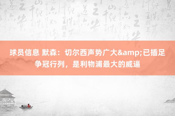 球员信息 默森：切尔西声势广大&已插足争冠行列，是利物浦最大的威逼