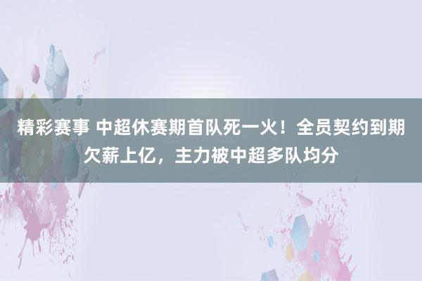 精彩赛事 中超休赛期首队死一火！全员契约到期欠薪上亿，主力被中超多队均分