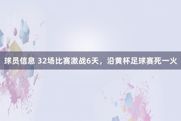 球员信息 32场比赛激战6天，沿黄杯足球赛死一火